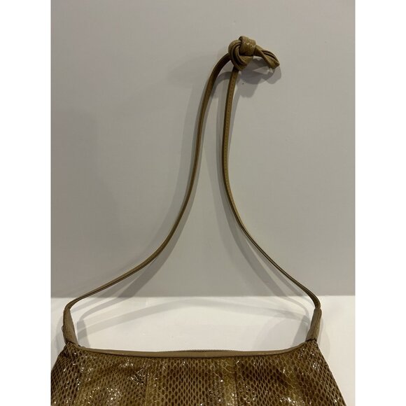 Clemente Vintage Snake Skin Shoulder Purse Tan / Brown With Strap Zipper Closure - Picture 3 of 16